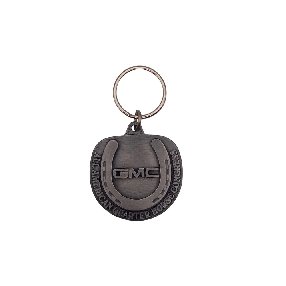 GMC All American Quarter Horse Congress Keychain Silver Horseshoe Metal Fob
